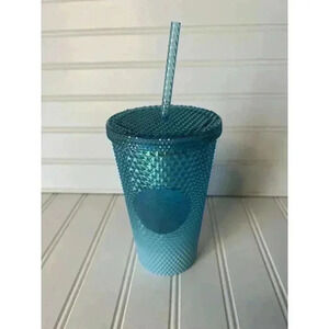 Starbucks Studded Blue Gradient Bling Ombre Cold Cup Tumbler Grande 16oz NEW